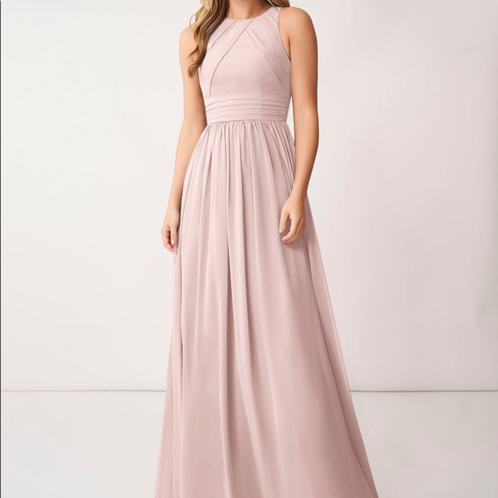 Azazie Blush Pink Halter Chiffon Bridesmaid Gown
